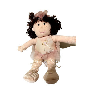 Animal Alley Ballerina Doll plush stuffed animal brown yarn hair 10"